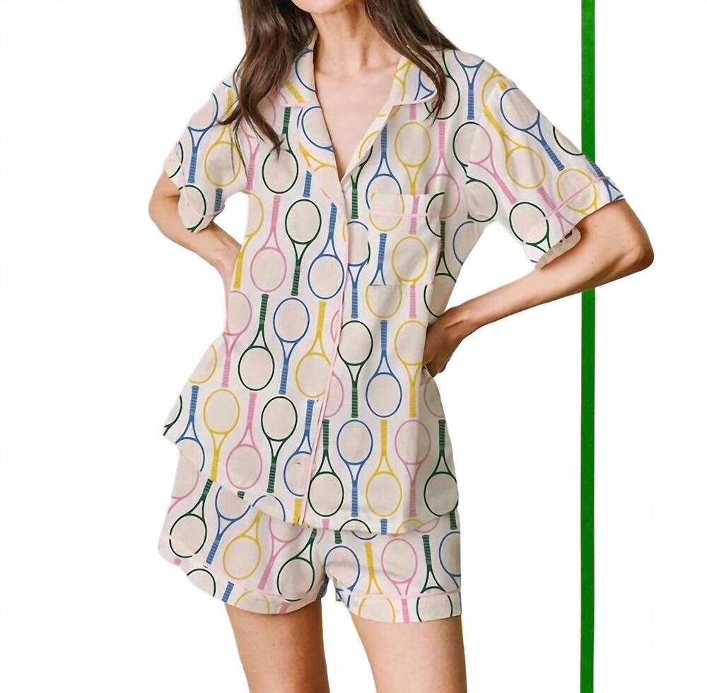 NEW KATIE KIME tennis time pajama shorts set in multi